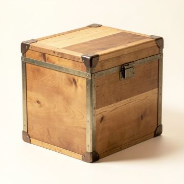 Frenchboro Large Metal Banded Wooden Storage Trunk (synthetic illustration; no displayed measurements)