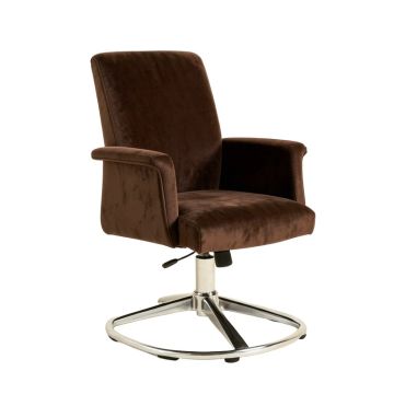 Modern Velvet Office Chair , Armchair Brown Desk Chair , Ajustable Height 360 Revolving Chair