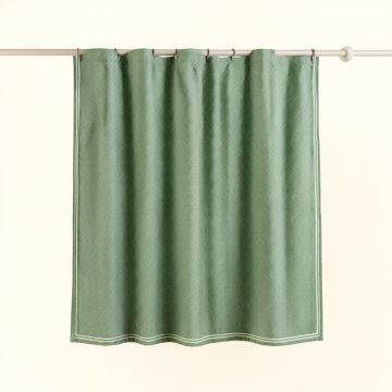 Moss Crossing Shower Curtain Hanging Flat From A Plain Rod - Green (synthetic illustration; no displayed measurements)
