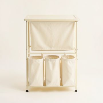 Maple Branch Laundry Sorting Station With Plain Removable Bags - Ivory (synthetic illustration; no displayed measurements)