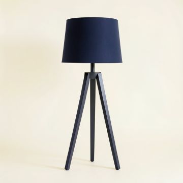 Summit Crest Floor Lamp With A Plain Fabric Shade - Navy (synthetic illustration; no displayed measurements)
