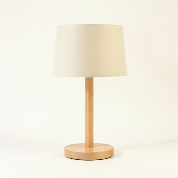 Vale Bridge Table Lamp With A Plain Fabric Shade - Beige (synthetic illustration; no displayed measurements)