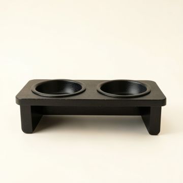 Glen Bridge Pet Feeding Stand With Two Plain Empty Bowls - Black (synthetic illustration; no displayed measurements)