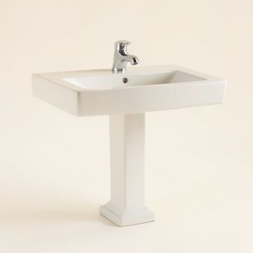 Sussex Vitreous China Rectangular Pedestal Bathroom Sink With Overflow (synthetic illustration; no displayed measurements)
