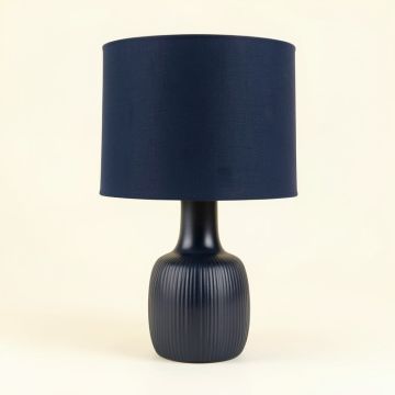 Aspen Dell Table Lamp With A Plain Fabric Shade - Navy (synthetic illustration; no displayed measurements)