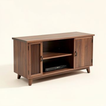 George Oliver Mid-Century Tv Stand With 2 Storage Shelves & Door For Christmas Gift (synthetic illustration; no displayed measurements)