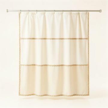 Flint Edge Shower Curtain Hanging Flat From A Plain Rod - Ivory (synthetic illustration; no displayed measurements)