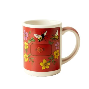 African American Bumble Bee Fairy And Honey Pot Floral Coffee Mug