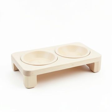 Laurel Crossing Pet Feeding Stand With Two Plain Empty Bowls - Ivory (synthetic illustration; no displayed measurements)
