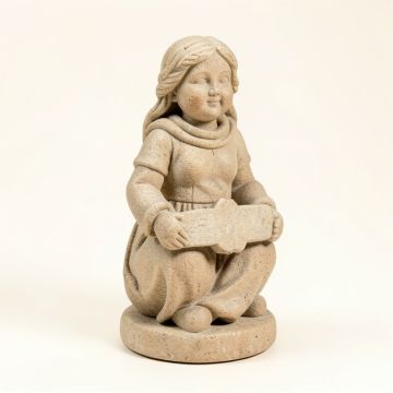Sentimental Stone Solar Girl With Welcome Sign Statue (synthetic illustration; no displayed measurements)
