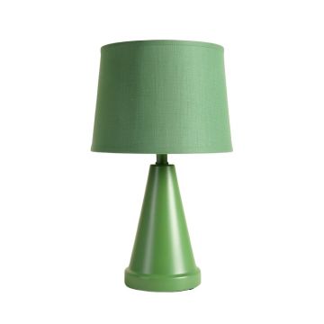 Slate Crest Table Lamp With A Plain Fabric Shade - Green