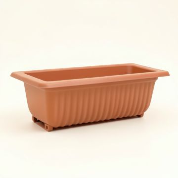 Dawn Bluff Empty Railing Planter With Integral Brackets - Terracotta (synthetic illustration; no displayed measurements)