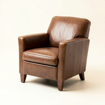 Leather Upholstered Arm Chair In , Walnut (synthetic illustration; no displayed measurements)