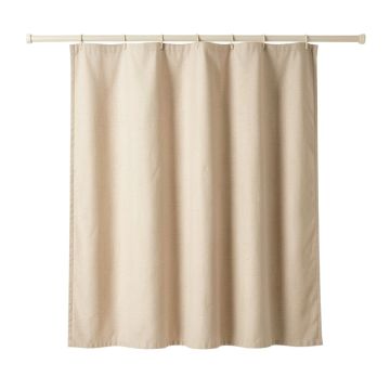 Field Bridge Shower Curtain Hanging Flat From A Plain Rod - Beige