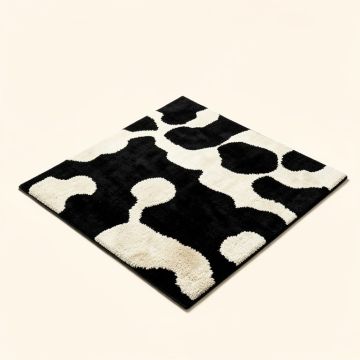 Nuran Abstract Tufted Wool/Cotton Black/Ivory Area Rug (synthetic illustration; no displayed measurements)