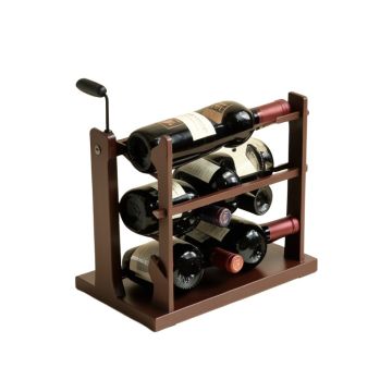 Barret 7 Bottle Floor Wine Bottle & Glass Rack In Brown