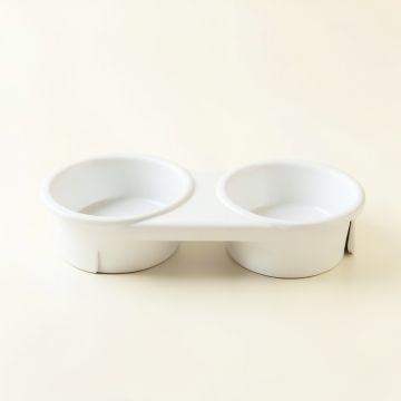 Wren Crossing Pet Feeding Stand With Two Plain Empty Bowls - White (synthetic illustration; no displayed measurements)
