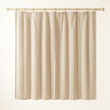 Birch Bluff Shower Curtain Hanging Flat From A Plain Rod - Beige (synthetic illustration; no displayed measurements)
