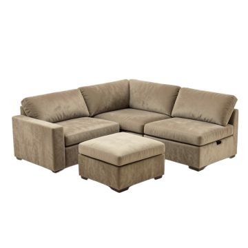 Pontus 166 '' Wide Microfiber/Microsuede Left Hand Facing Modular Corner Sectional With Ottoman