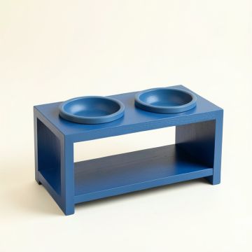 Brook Canyon Pet Feeding Stand With Two Plain Empty Bowls - Blue (synthetic illustration; no displayed measurements)