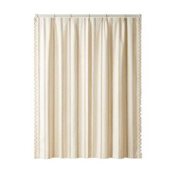 Meadow Dell Shower Curtain Hanging Flat From A Plain Rod - Cream