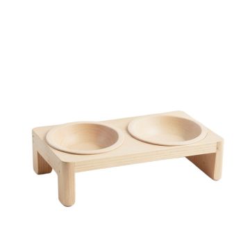 Juniper Crest Pet Feeding Stand With Two Plain Empty Bowls - Beige