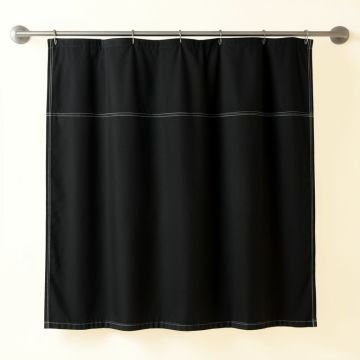 Hazel Crossing Shower Curtain Hanging Flat From A Plain Rod - Black (synthetic illustration; no displayed measurements)