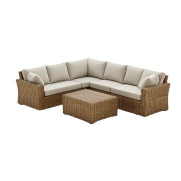 5 Piece Rattan Sectional Seating Group With Cushions