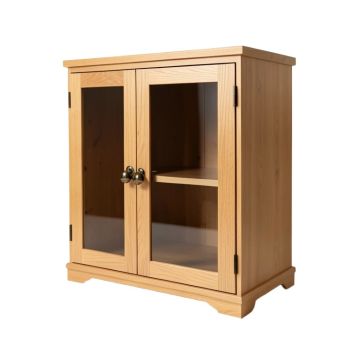 Buffet Storage Cabinet With Single Glass Doors And Unique Bell Handle